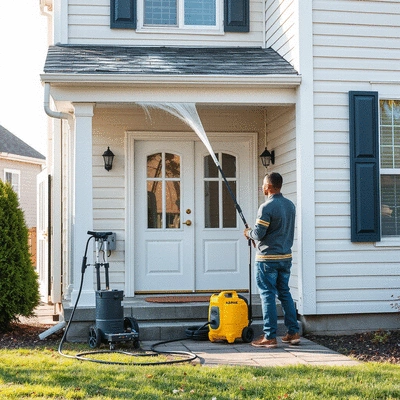 Professional exterior washing service with equipment
