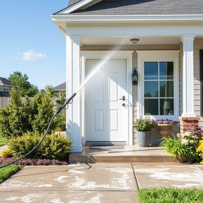 Pressure washing a home exterior