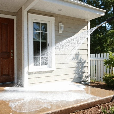 Exterior washing service in action