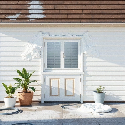 Regular house washing process showing clean surfaces